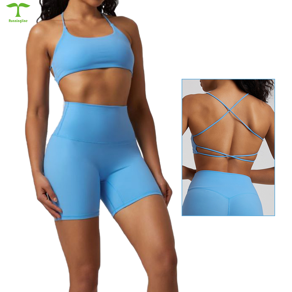 High Quality Adjustable Thin Shoulder Workout Tank Top Halter Neck Summer Sexy Women Running Bicycle Volleyball Bra