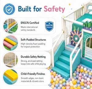 Aire de jeux intérieure de qualité commerciale avec toboggan et parcours Ninja pour enfants de 3 à 15 ans, usage professionnel - Product Image 6
