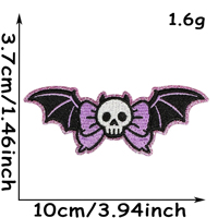 Patch thermocollant rose à bords pailletés, motif chat, sac, fleur, fantôme, nœud violet d'Halloween pour veste en jean et sac à dos DIY