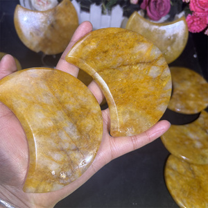 Giá bán buôn đánh bóng xu hướng thời trang chữa bệnh đá pha lê mặt trăng thủ công mỹ nghệ Rose Quartz Moon Vàng Lửa Quartz Pyrite Moon cho - Product Image 2