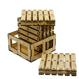 Kustom potongan laser palet kayu bentuk palet minuman coaster kayu dengan kotak - Product Image 1