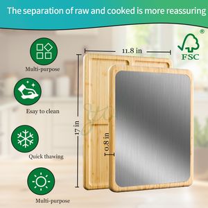 Portable nouveau Design naturel Double face en acier inoxydable bambou planche à découper en bois avec stockage pour cuisine maison - Product Image 2