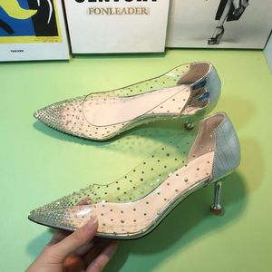 Quality Hollow Mesh Salto Alto 1 Pair Luxury Studded <b>Slippers</b> Thin Stiletto Heels for Ladies and Women - Product Image 6