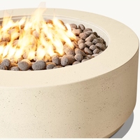 Table de foyer extérieure moderne en béton de taille personnalisée, vente chaude de l'usine, OEM ODM, chauffage de patio, feu de joie de jardin