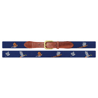 Ceinture en toile brodée avec logo cerf et boucle en laiton pour homme, fabrication artisanale de luxe en cuir de vachette, cadeau personnalisé
