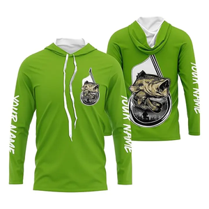 <span class=keywords><strong>Pull</strong></span> à capuche de pêche en coton personnalisé de couleur verte - Product Image 2