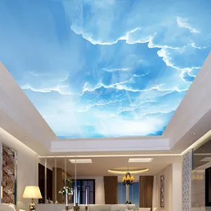 맞춤 3D 사진 벽지 푸른 하늘 흰 구름 천장 벽화 거실 침실 홈 장식 천장 벽 종이