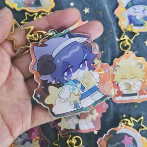 Wholesale <b>Anime</b> <b>Keychains</b> Maker Acrylic Carabiner Keychain with Holographic Charm Offset Printing Plastic Resin Materials Gifts - Product Image 6