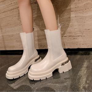 Elegantes Botas Largas Retro para Mujer, Hechas a Mano con Cuero Genuino, Antideslizantes, Impermeables, Duraderas, de Color Sólido, con Punta Puntiaguda, Casuales - Product Image 6