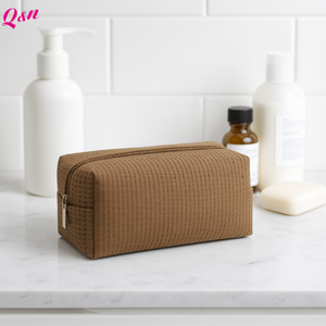 New Style 2025 Eco-friendly Cotton Waffle Makeup <b>Bag</b> Customizable Logo <b>Toiletry</b> <b>Bag</b> - Product Image 2