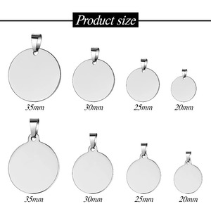 Unisex Round <b>Disc</b> Blank Tag Necklace, Stainless Steel Polished Pendant, Classic Style Fashion Jewelry - Product Image 3