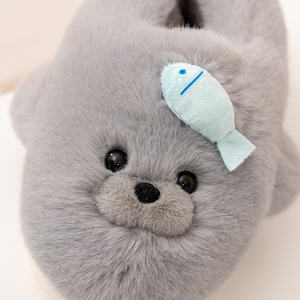 Nuove Popolari Pantofole Natalizie da Interno Regalo Peluche a Forma di Animale Marino Foca per Donne Pantofole Invernali da Esterno - Product Image 5