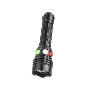 railway signal light red white green 3 color 7 light modes flashlight strong tail magnet aaa 18650 battery flashlight