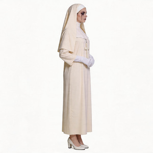 Disfraz de <span class=keywords><strong>Monja</strong></span> Blanca para Halloween, Estilo Valak Espeluznante, Inspirado en The Conjuring, Incluye Collar con Cruz, Traje de Hermana - Product Image 3