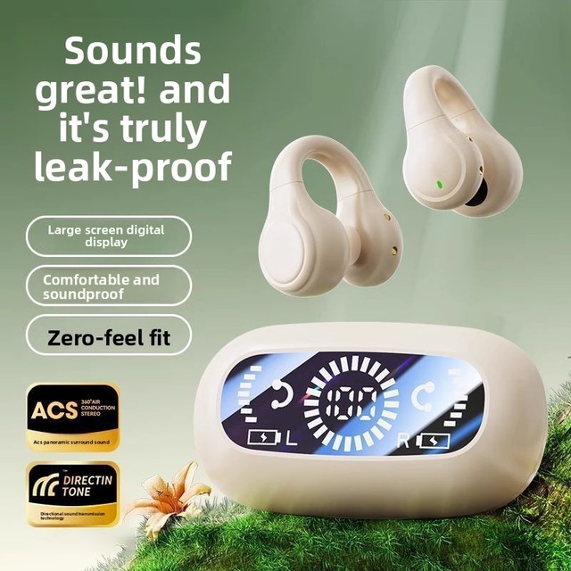 2026 New Model Non-In-Ear Clip-On Bone Conduction Wireless for 5.4 Headphones Life Waterproof Ultra-Long Battery Life