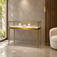 Table de présentation de bijoux en verre trempé et métal de luxe, vitrine à bijoux, comptoir de présentation personnalisé pour magasin de bijoux