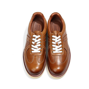 Chaussures décontractées pour hommes style allemand classique, bout avion, en cuir pleine fleur, faites à la main, finition vieillie rétro 2002-5 - Product Image 3