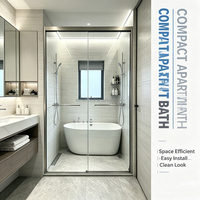 Portes de douche coulissantes de luxe minimalistes en verre et acier inoxydable pour séparation humide/sèche, idéales pour salle de bain et chambre à coucher - Vente en gros