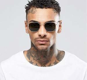 Lunettes de soleil hexagonales vintage rétro en métal avec logo personnalisé 2025, verres plats UV400, pour hommes et femmes - Product Image 3