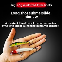 Leurre de pêche Qiaoyuan Minoluya ABS Minnow, appât artificiel à coulée lente 14g, pour la pêche en ruisseau, longue portée, technique de twitching, leurre crayon pour achigan et black-bass avec hameçons