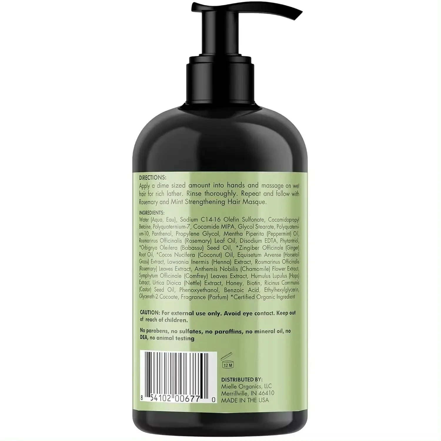 Popüler MIELLE doğal organik zengin klima saç son derece besleyici Argan yağı biyotin kollajen biberiye nane OEM şampuan