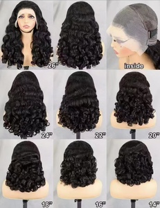 Bouncy Wave 13x4 Transparent Lace Front Bob Perruque <span class=keywords><strong>Pas</strong></span> <span class=keywords><strong>Cher</strong></span> Perruques de Cheveux Humains 300% Lâche <span class=keywords><strong>Corps</strong></span> Ondulé Dentelle Frontale Sans Colle Perruques Pour Les Femmes - Product Image 2