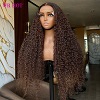 Perruques en cheveux humains 100% naturels, couleur marron, ondulées, avec dentelle frontale 13x4 13x6 HD, sans colle, pour femmes noires, vente en gros