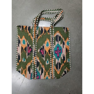 Tote Bag Quilted Women's <b>Vintage</b> Hand Block Printed Floral Indian Cotton Winter Summer Zipper Closure Customizable Spring - Product Image 3