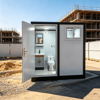 Salle de bain modulaire VIP avec douche et toilettes, structure en acier galvanisé, séparation sec/humide, cabine sanitaire préfabriquée pour le glamping et les parcs