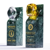 Trophée en marbre éco-responsable, base rectangulaire en marbre, trophée pyramidal en cristal, trophée diamant en cristal, prix personnalisé pour le championnat de baseball