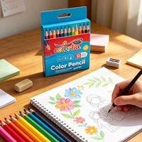 Lot de 12 crayons de couleur unie miniatures FLOWood, crayons pigmentés lisses, ensemble de crayons portables de poche, pour l'école, les enfants, les voyages