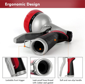 אדום כבד החובה גן צינור Nozz מים צינור זרבובית עם 7 מתכוונן תבניות ריסוס גבוהה לחץ יד מרסס - Product Image 3