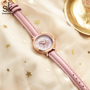 Niche High End Women's Waterproof Rose Pattern Leather Strap Wristwatch - Product Image 3