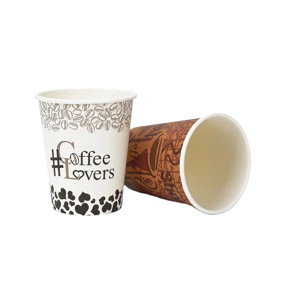 Disposable Biodegradable Cupcake Carton 12 oz Hot Insulated Coffee Kraft Paper Cup