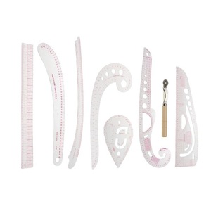 Garment Pattern Making Ruler <b>Set</b> 8 Piece Plastic Curve Rulers With Marking Wheel For <b>Sewing</b> And Clothing Design - Product Image 2