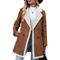 Nouvelle veste en daim marron pour femme, style décontracté, automne-hiver, nouvelle arrivée, longueur moyenne, doublure en polaire chaude