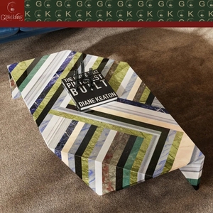 <span class=keywords><strong>Table</strong></span> <span class=keywords><strong>basse</strong></span> <span class=keywords><strong>en</strong></span> marbre GOLDKING, patchwork coloré rayé pour salon, pierre naturelle polie sur mesure, design géométrique moderne - Product Image 6