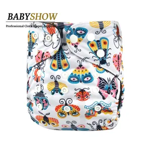 Babyshow竹炭合身婴儿布尿布可洗口袋尿布，带超细纤维插入物，可重复使用