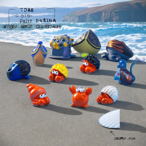 2026 Trend ing Kids Miniatur Cartoon Harz Krabben Figuren Meer Sand Ozean Tier Strand Landschaft See stück Ornamente Diy Terrarium - Product Image 1