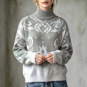 Women's <b>Turtleneck</b> Knitted <b>Sweater</b> Geometric Pattern Wool Pullover Casual Winter Thick Full Sleeve Regular Length - Product Image 5
