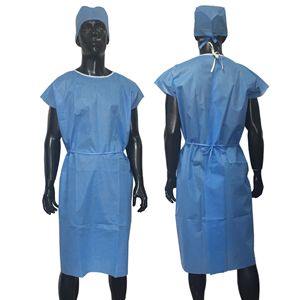 Bata de paciente desechable sin mangas de media longitud de 30g, azul y negra, para <span class=keywords><strong>examen</strong></span> médico hospitalario, al por mayor - Product Image 1