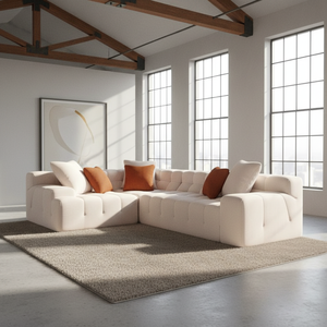 Set Divano Compresso a 10 Posti, Divano a Bolle Rosa a Forma di L, Divano Compresso Premium - Product Image 1