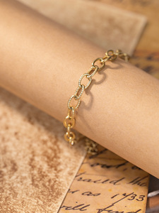 Pulsera de eslabones cubanos en capas de acero inoxidable chapado en oro de 18 quilates para mujer, estilo retro, impermeable, resistente al deslustre, pulsera de tenis de moda - Product Image 6