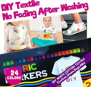 Permanent Waterproof Non-toxic Fabric Markers 24 Colors Bright Colors Smooth Writing for DIY Projects on Fabric Textiles - Product Image 3