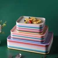 Assiette à manger à domicile de style nordique PP Rectangle plateau à thé en plastique coloré pour cantine hôtels et restaurants