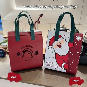 Tas insulasi makanan Natal Logo kustom, tas hadiah bukan tenunan katering susu teh kue - Product Image 4