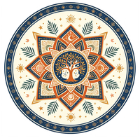 Round Cotton Beach Towel Cut Loop Front Terry Back Boho Mandala Printed Large Blanket for Beach Picnic Yoga