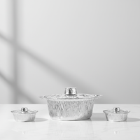 Boîte d'emballage à emporter pour pique-nique extérieur, récipients en aluminium ronds épaissis, jetables, de qualité alimentaire PP, avec couvercle en aluminium, 1000 ml