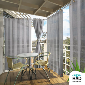 Grey HDPE Eyelet Outdoor Curtains 150 GSM with Modern Shade Protection Weather Resistant Fabric and Elegant Outdoor Living Style - Product Image 5