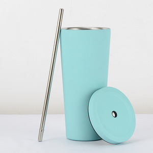 Stainless Steel Tumbler 16 Oz Double Wall Vacuum Insulated Travel Cup With Straw And Lid For Outdoor Use - Product Image 1
